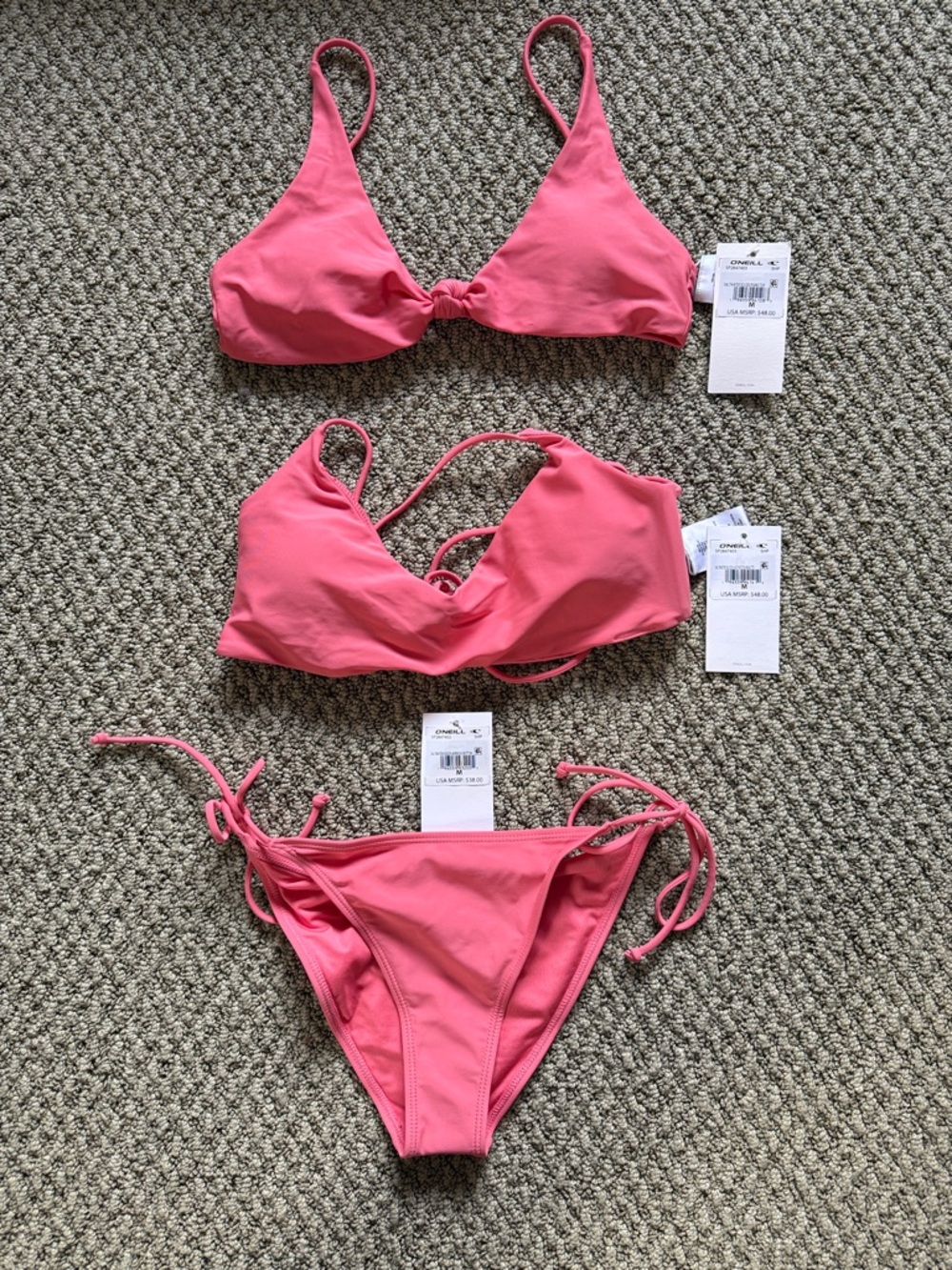 O'Neill Pink Women's Triangle & Tie-Side Bikini Set